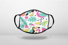 Summer Graphics - Flamingo Toucan Pineapple - 3-Ply Reusable Soft Face Mask Covering, Unisex, Cotton Inner Layer
