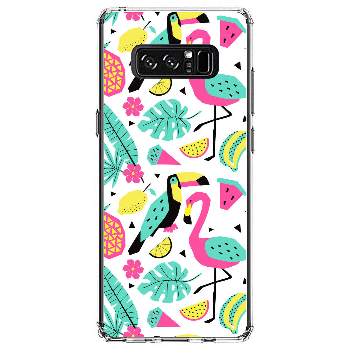 Summer Graphics, Flamingo Toucan Pineapple Clear Shockproof iPhone Case, view 12