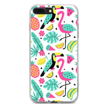 DistinctInk® Clear Shockproof Hybrid Case for Apple iPhone / Samsung Galaxy / Google Pixel - Summer Graphics - Flamingo Toucan Pineapple