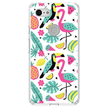 DistinctInk® Clear Shockproof Hybrid Case for Apple iPhone / Samsung Galaxy / Google Pixel - Summer Graphics - Flamingo Toucan Pineapple