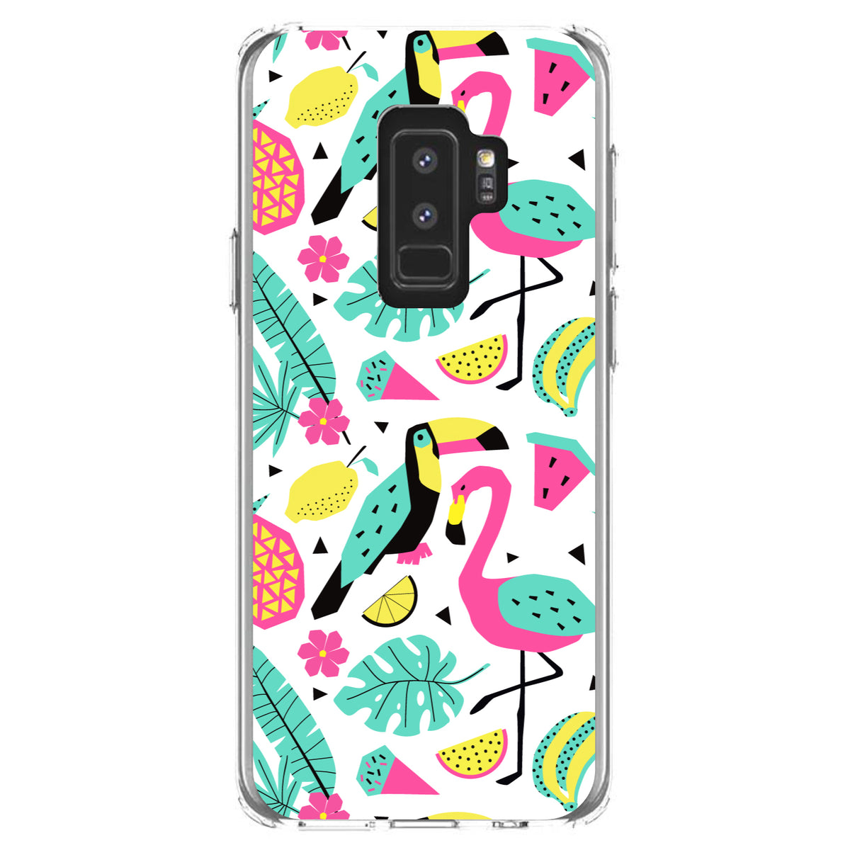 Summer Graphics, Flamingo Toucan Pineapple Clear Shockproof iPhone Case, view 20
