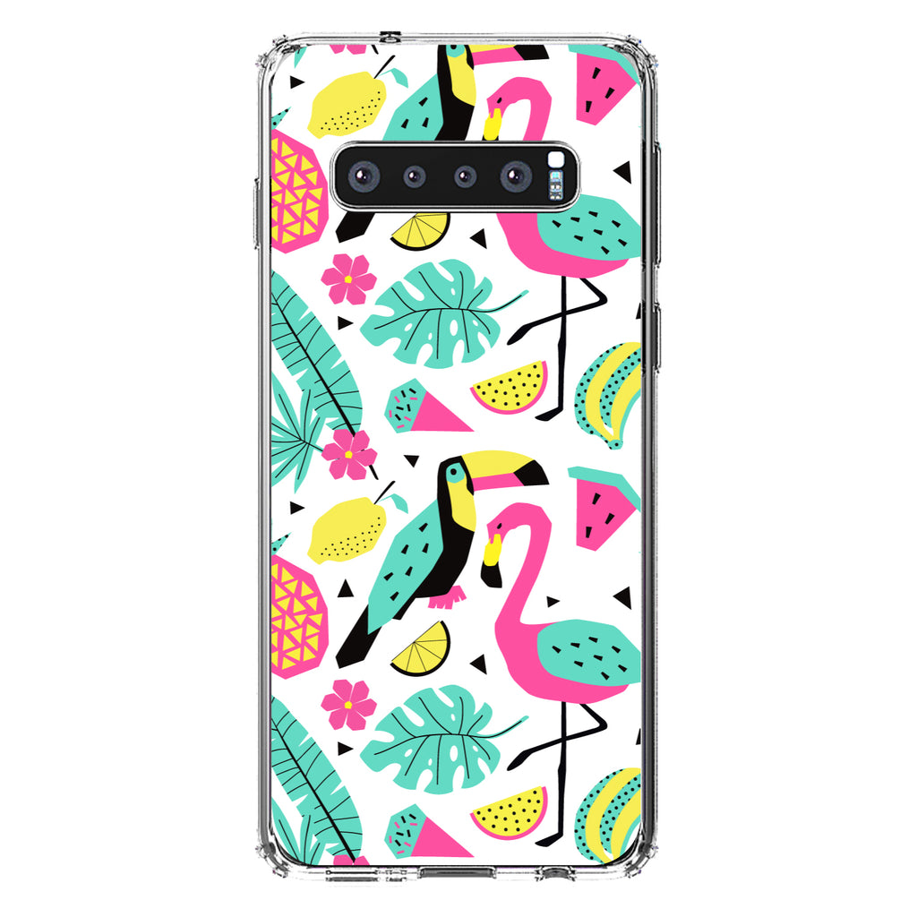 Summer Graphics, Flamingo Toucan Pineapple Clear Shockproof iPhone Case, view 17