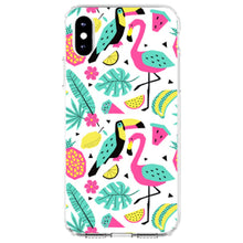 DistinctInk® Clear Shockproof Hybrid Case for Apple iPhone / Samsung Galaxy / Google Pixel - Summer Graphics - Flamingo Toucan Pineapple