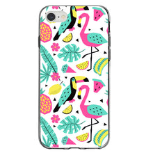 DistinctInk® Clear Shockproof Hybrid Case for Apple iPhone / Samsung Galaxy / Google Pixel - Summer Graphics - Flamingo Toucan Pineapple