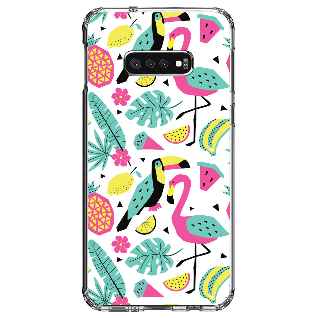 Summer Graphics, Flamingo Toucan Pineapple Clear Shockproof iPhone Case, view 18