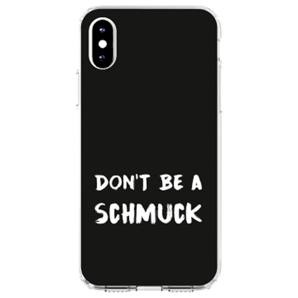 Don't Be a Schmuck, Black & White Clear Shockproof iPhone Case, view 3