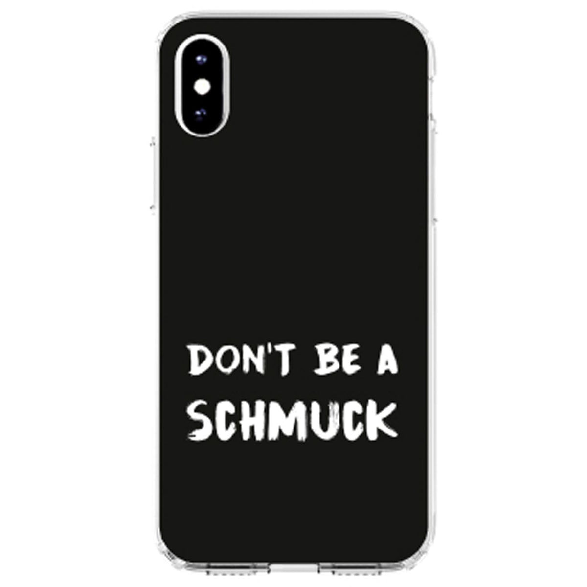Don't Be a Schmuck, Black & White Clear Shockproof iPhone Case, view 2