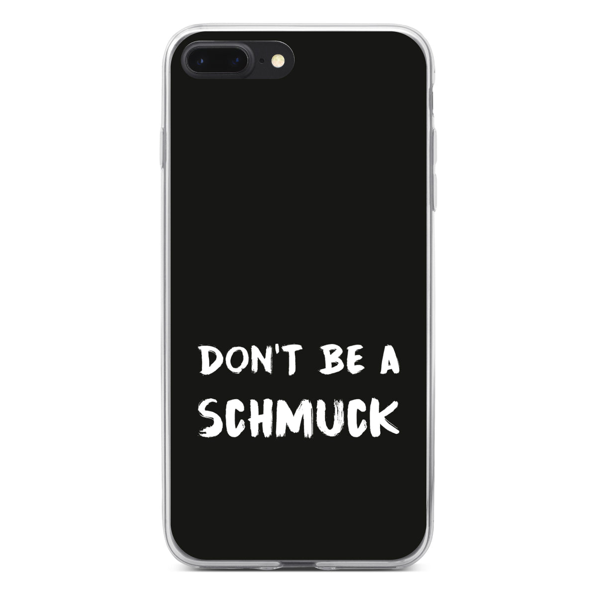 Don't Be a Schmuck, Black & White Clear Shockproof iPhone Case, view 6