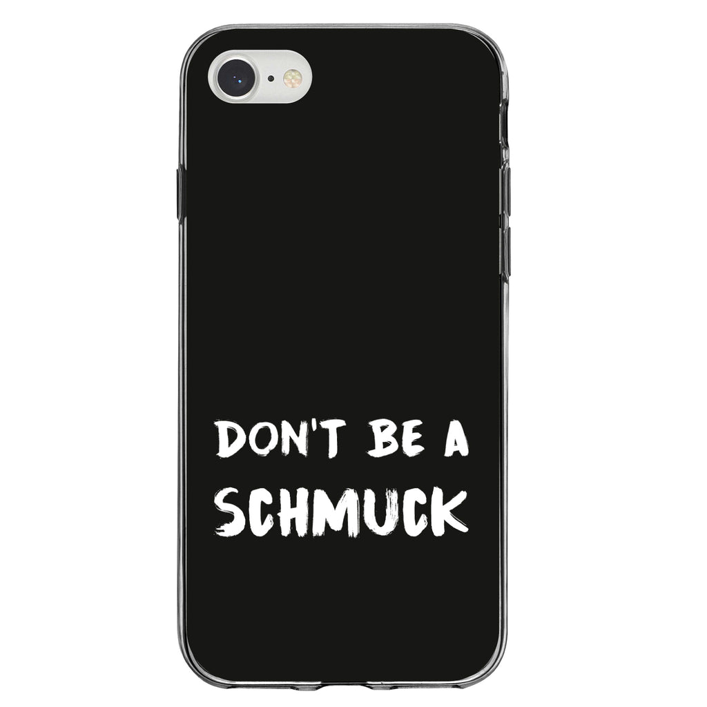 Don't Be a Schmuck, Black & White Clear Shockproof iPhone Case, view 5