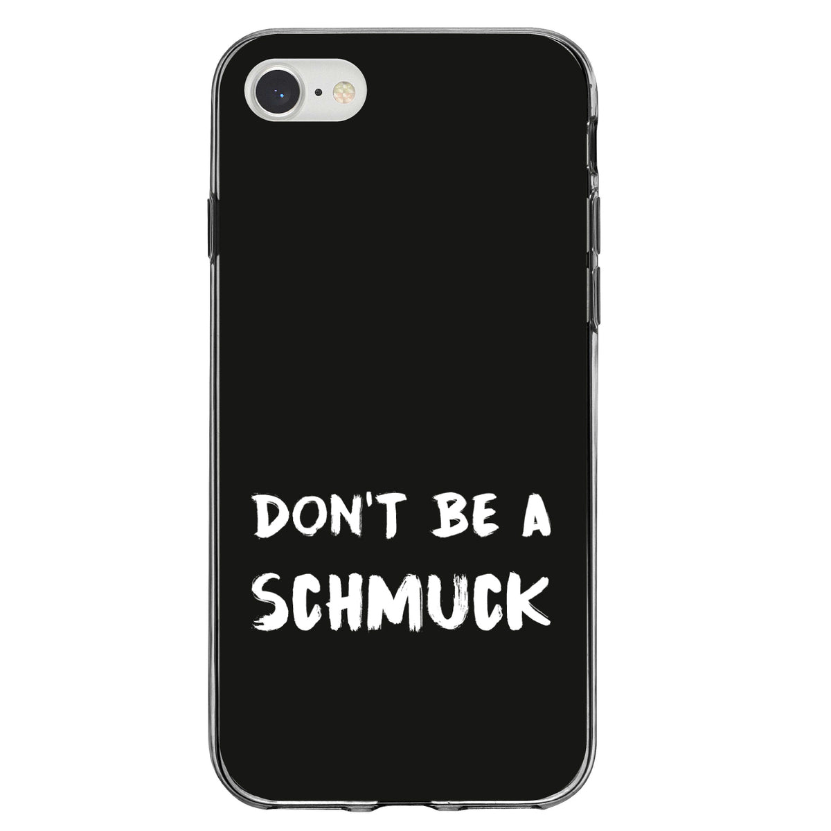 Don't Be a Schmuck, Black & White Clear Shockproof iPhone Case, view 5