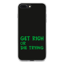 DistinctInk® Clear Shockproof Hybrid Case for Apple iPhone / Samsung Galaxy / Google Pixel - Get Rich or Die Trying - Black & Green
