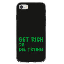 DistinctInk® Clear Shockproof Hybrid Case for Apple iPhone / Samsung Galaxy / Google Pixel - Get Rich or Die Trying - Black & Green