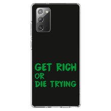 DistinctInk® Clear Shockproof Hybrid Case for Apple iPhone / Samsung Galaxy / Google Pixel - Get Rich or Die Trying - Black & Green