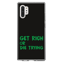 DistinctInk® Clear Shockproof Hybrid Case for Apple iPhone / Samsung Galaxy / Google Pixel - Get Rich or Die Trying - Black & Green
