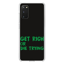DistinctInk® Clear Shockproof Hybrid Case for Apple iPhone / Samsung Galaxy / Google Pixel - Get Rich or Die Trying - Black & Green