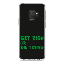DistinctInk® Clear Shockproof Hybrid Case for Apple iPhone / Samsung Galaxy / Google Pixel - Get Rich or Die Trying - Black & Green