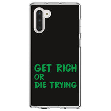 DistinctInk® Clear Shockproof Hybrid Case for Apple iPhone / Samsung Galaxy / Google Pixel - Get Rich or Die Trying - Black & Green