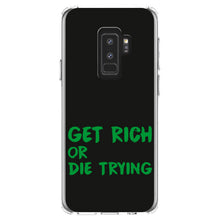 DistinctInk® Clear Shockproof Hybrid Case for Apple iPhone / Samsung Galaxy / Google Pixel - Get Rich or Die Trying - Black & Green