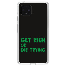 DistinctInk® Clear Shockproof Hybrid Case for Apple iPhone / Samsung Galaxy / Google Pixel - Get Rich or Die Trying - Black & Green