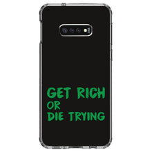 DistinctInk® Clear Shockproof Hybrid Case for Apple iPhone / Samsung Galaxy / Google Pixel - Get Rich or Die Trying - Black & Green