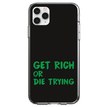 DistinctInk® Clear Shockproof Hybrid Case for Apple iPhone / Samsung Galaxy / Google Pixel - Get Rich or Die Trying - Black & Green