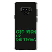 DistinctInk® Clear Shockproof Hybrid Case for Apple iPhone / Samsung Galaxy / Google Pixel - Get Rich or Die Trying - Black & Green