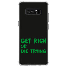 DistinctInk® Clear Shockproof Hybrid Case for Apple iPhone / Samsung Galaxy / Google Pixel - Get Rich or Die Trying - Black & Green