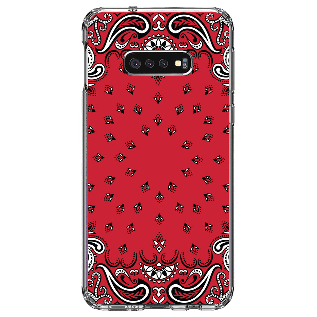 Bandana Print, Red, Black, White Clear Shockproof iPhone Case, view 18