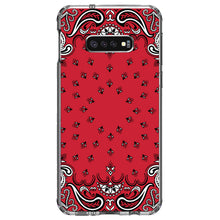 DistinctInk® Clear Shockproof Hybrid Case for Apple iPhone / Samsung Galaxy / Google Pixel - Bandana Print - Red, Black, White