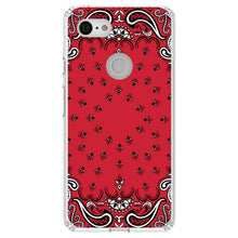 DistinctInk® Clear Shockproof Hybrid Case for Apple iPhone / Samsung Galaxy / Google Pixel - Bandana Print - Red, Black, White