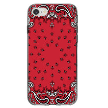 DistinctInk® Clear Shockproof Hybrid Case for Apple iPhone / Samsung Galaxy / Google Pixel - Bandana Print - Red, Black, White