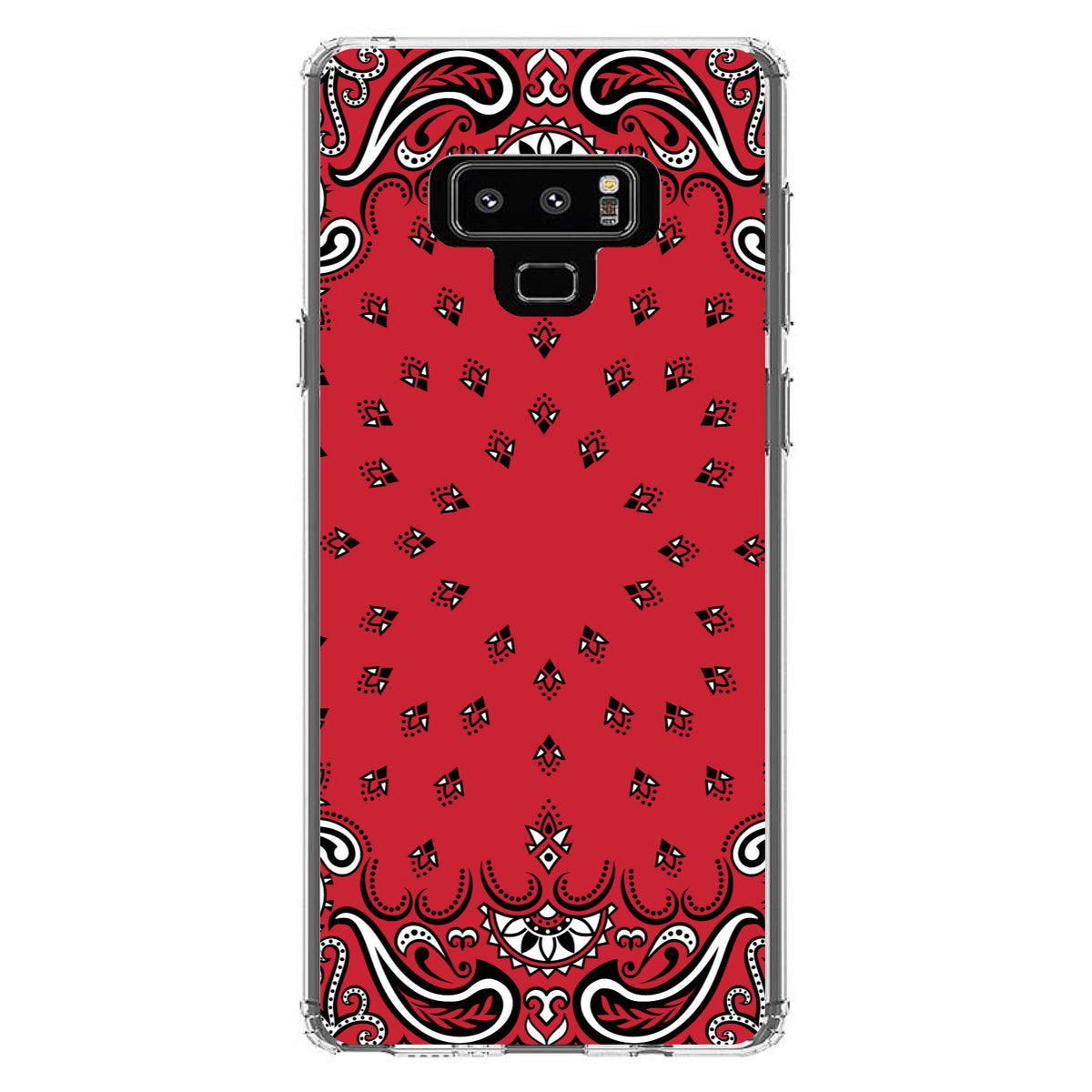 Bandana Print, Red, Black, White Clear Shockproof iPhone Case, view 11