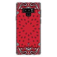 DistinctInk® Clear Shockproof Hybrid Case for Apple iPhone / Samsung Galaxy / Google Pixel - Bandana Print - Red, Black, White