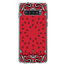 DistinctInk® Clear Shockproof Hybrid Case for Apple iPhone / Samsung Galaxy / Google Pixel - Bandana Print - Red, Black, White