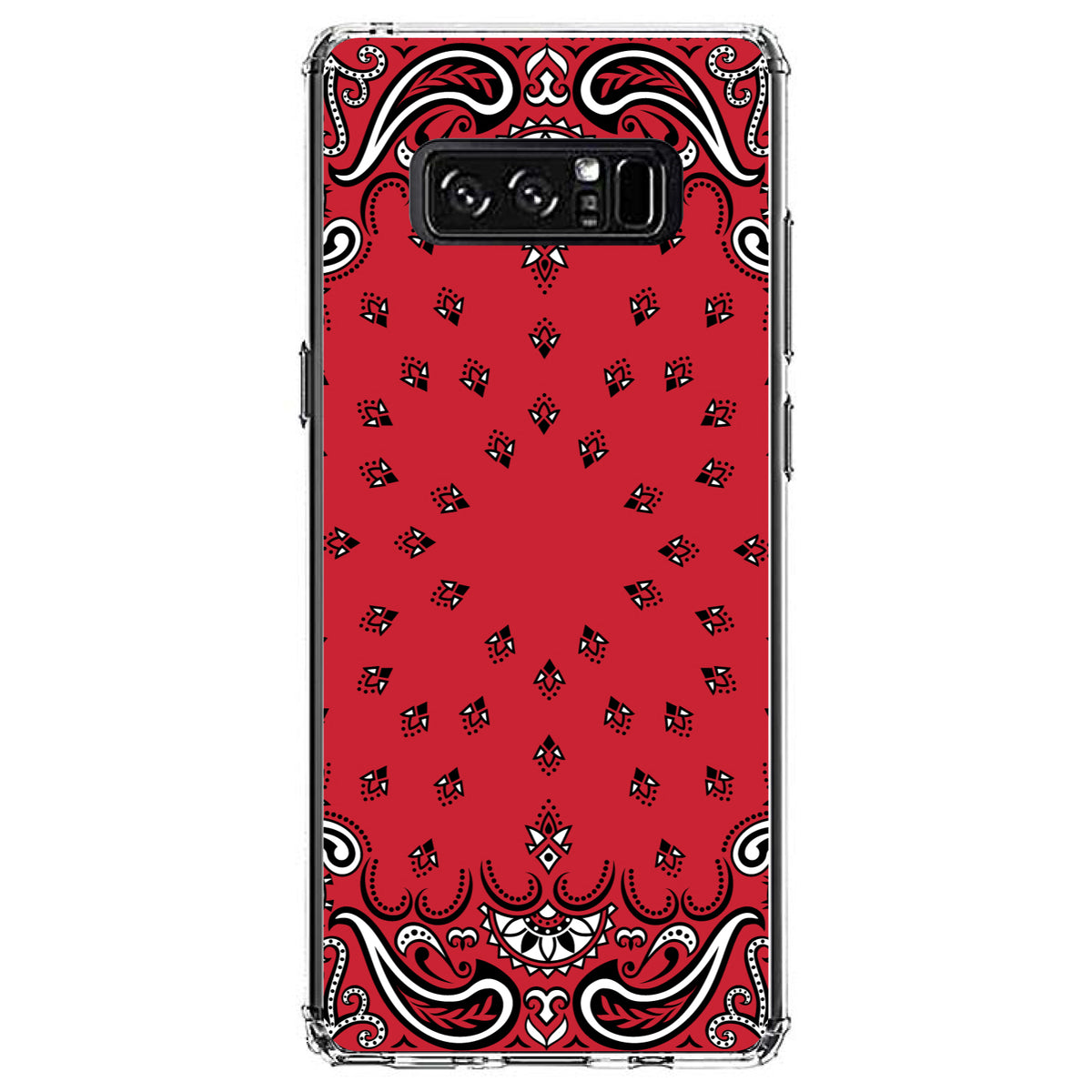 Bandana Print, Red, Black, White Clear Shockproof iPhone Case, view 12