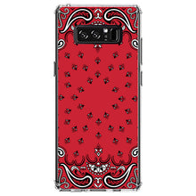 DistinctInk® Clear Shockproof Hybrid Case for Apple iPhone / Samsung Galaxy / Google Pixel - Bandana Print - Red, Black, White