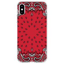 DistinctInk® Clear Shockproof Hybrid Case for Apple iPhone / Samsung Galaxy / Google Pixel - Bandana Print - Red, Black, White