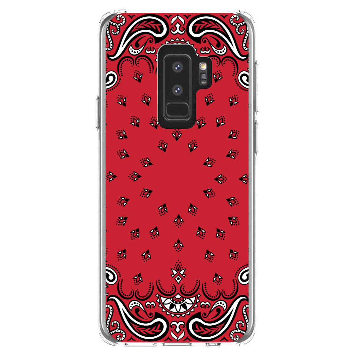 Bandana Print, Red, Black, White Clear Shockproof iPhone Case, view 20