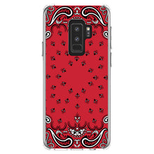 DistinctInk® Clear Shockproof Hybrid Case for Apple iPhone / Samsung Galaxy / Google Pixel - Bandana Print - Red, Black, White