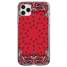 DistinctInk® Clear Shockproof Hybrid Case for Apple iPhone / Samsung Galaxy / Google Pixel - Bandana Print - Red, Black, White