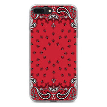 DistinctInk® Clear Shockproof Hybrid Case for Apple iPhone / Samsung Galaxy / Google Pixel - Bandana Print - Red, Black, White