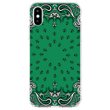 DistinctInk® Clear Shockproof Hybrid Case for Apple iPhone / Samsung Galaxy / Google Pixel - Bandana Print - Green,  Black, White