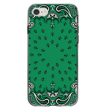 DistinctInk® Clear Shockproof Hybrid Case for Apple iPhone / Samsung Galaxy / Google Pixel - Bandana Print - Green,  Black, White