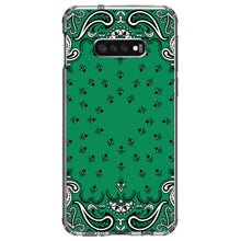 DistinctInk® Clear Shockproof Hybrid Case for Apple iPhone / Samsung Galaxy / Google Pixel - Bandana Print - Green,  Black, White