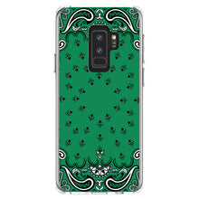 DistinctInk® Clear Shockproof Hybrid Case for Apple iPhone / Samsung Galaxy / Google Pixel - Bandana Print - Green,  Black, White