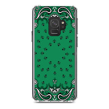 DistinctInk® Clear Shockproof Hybrid Case for Apple iPhone / Samsung Galaxy / Google Pixel - Bandana Print - Green,  Black, White