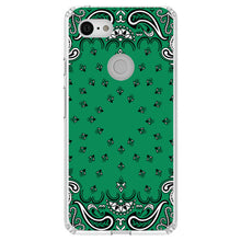 DistinctInk® Clear Shockproof Hybrid Case for Apple iPhone / Samsung Galaxy / Google Pixel - Bandana Print - Green,  Black, White
