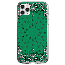 DistinctInk® Clear Shockproof Hybrid Case for Apple iPhone / Samsung Galaxy / Google Pixel - Bandana Print - Green,  Black, White