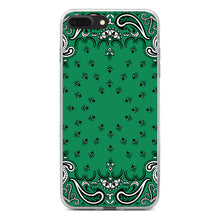 DistinctInk® Clear Shockproof Hybrid Case for Apple iPhone / Samsung Galaxy / Google Pixel - Bandana Print - Green,  Black, White
