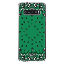 DistinctInk® Clear Shockproof Hybrid Case for Apple iPhone / Samsung Galaxy / Google Pixel - Bandana Print - Green,  Black, White